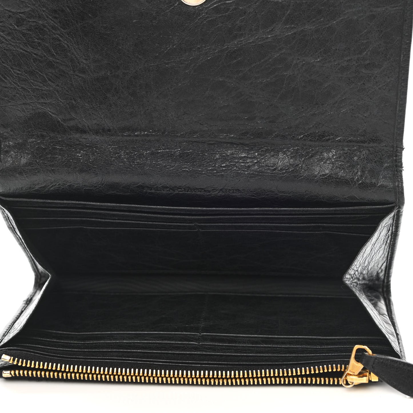 Agneau Giant 12 Gold Hardware Money Wallet Black