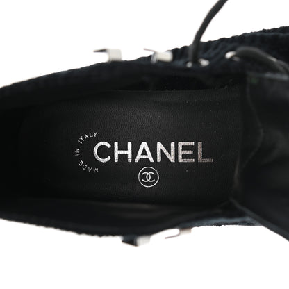 Chanel Velvet CC Cap Toe Boots 38 Black 7 of 10