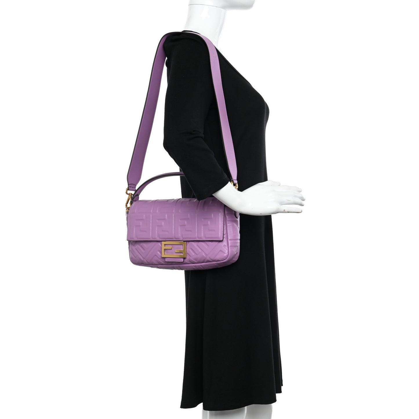 Nappa FF 1974 Embossed Baguette Agapanto
