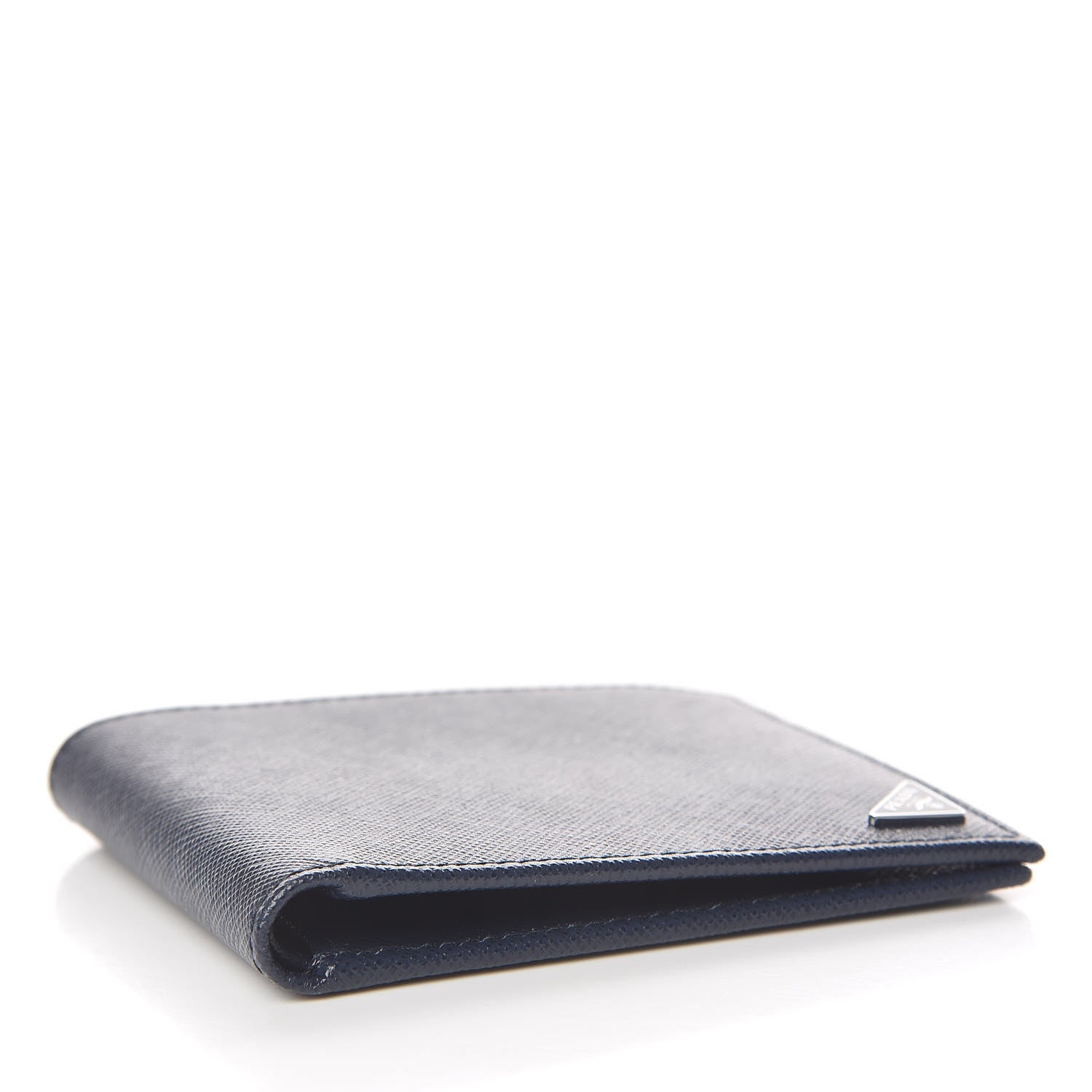 Prada Saffiano Triangle Bi-Fold Wallet Baltico 4 of 8