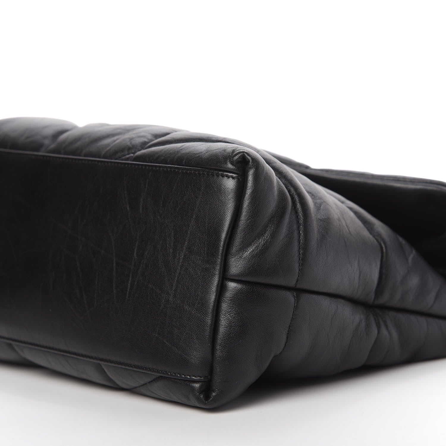 Saint Laurent Lambskin Quilted Medium Loulou Puffer Monogram Chain Satchel Black 7 of 11