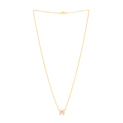 Hermes Lacquered Gold Mini Pop H Pendant Necklace Rose Dragee 2 of 3