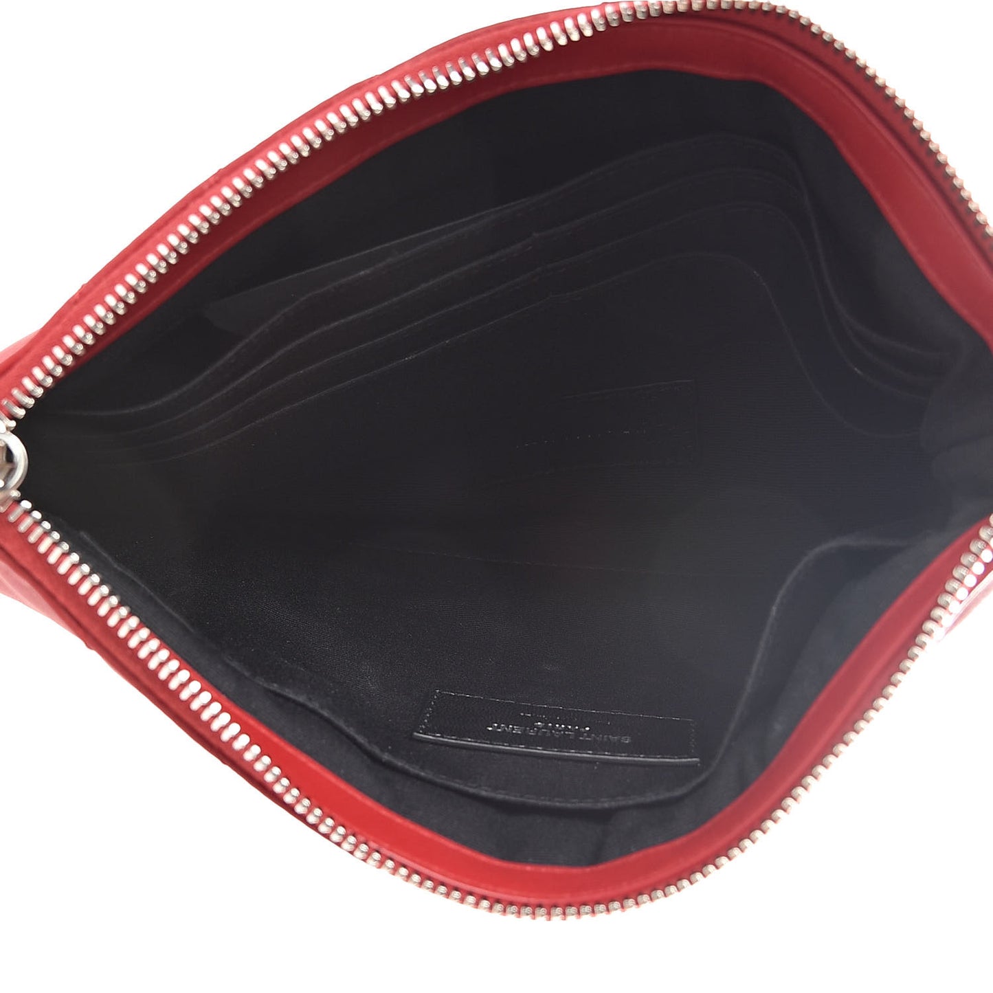 Calfskin Matelasse Chevron Monogram A5 Wristlet Red