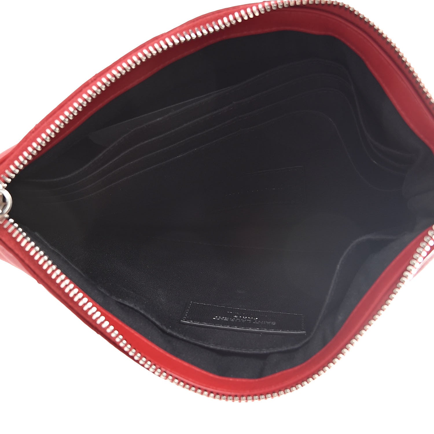Saint Laurent Calfskin Matelasse Chevron Monogram A5 Wristlet Red 5 of 9