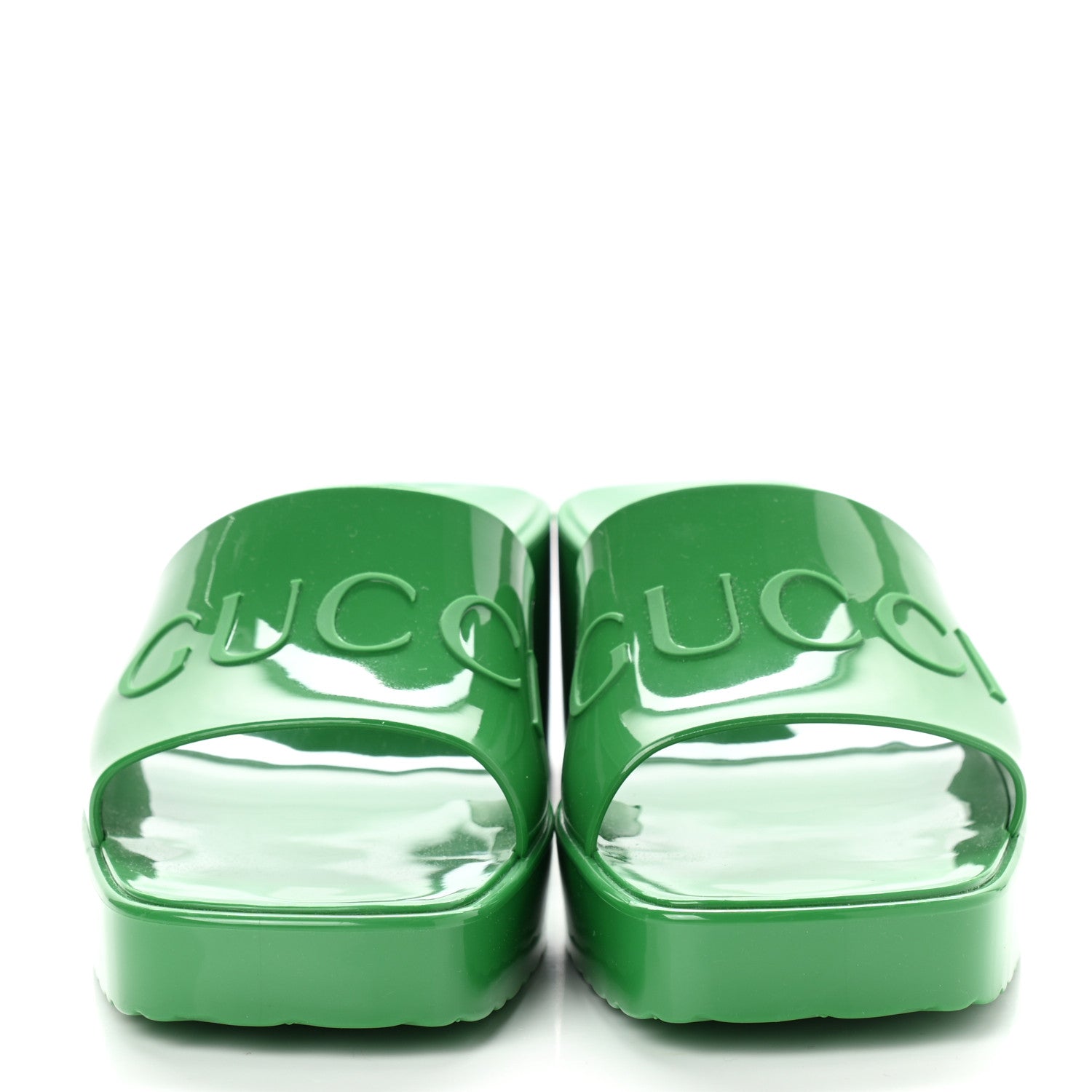 Gucci Rubber Gucci Logo Womens Platform 20/60mm Slide Sandals 39 New Shamarock 2 of 8