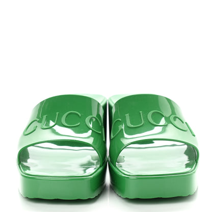 Gucci Rubber Gucci Logo Womens Platform 20/60mm Slide Sandals 39 New Shamarock 2 of 8