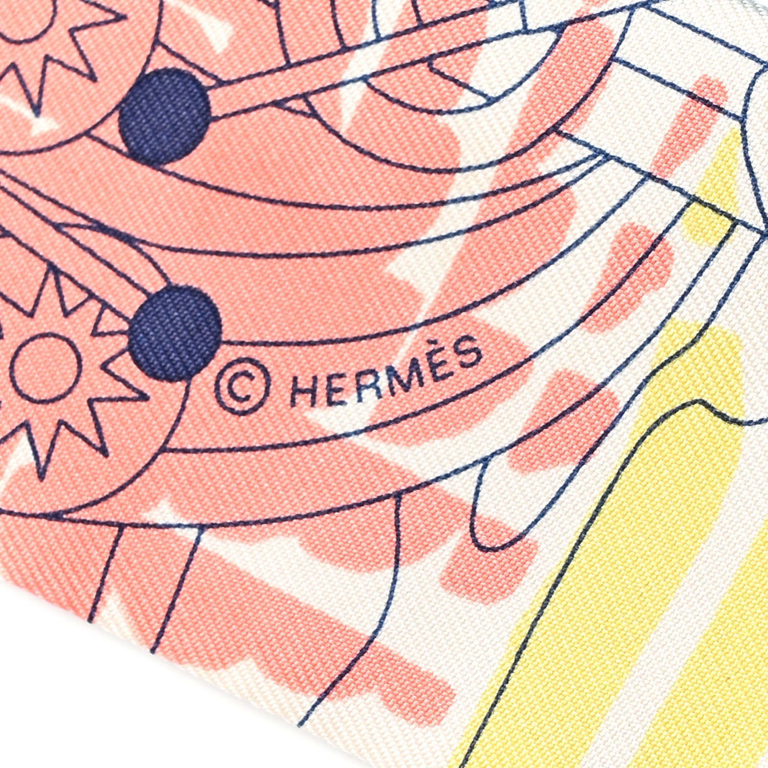 Hermes Silk Au Bloc Fringed Twilly Bleu Rose Vert 3 of 4