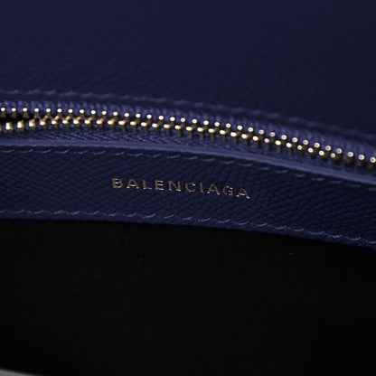 Balenciaga Signature Grained Calfskin Logo S Ville Top Handle Bag Bleu Roi White 6 of 11