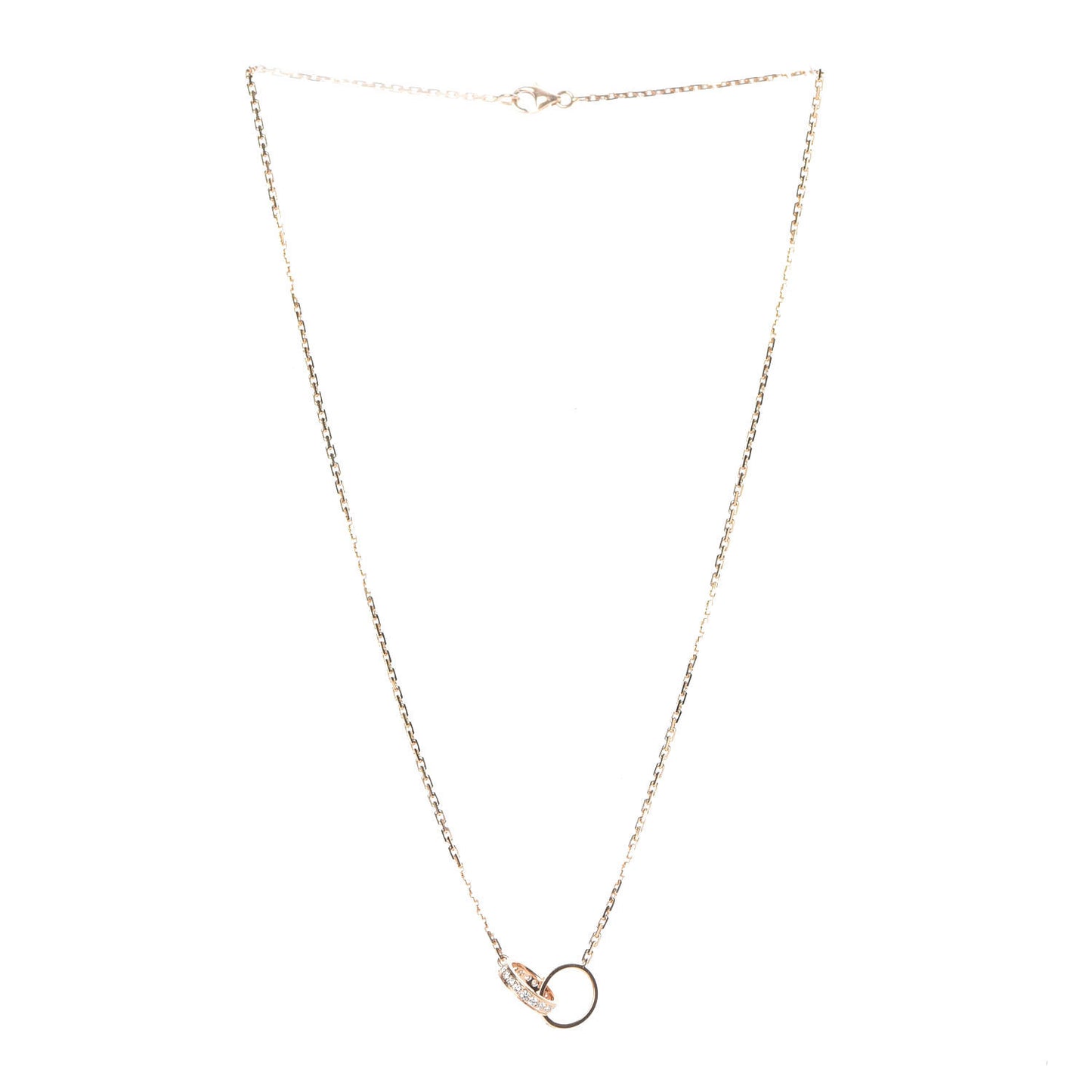 18K Pink Gold Diamond Interlocking LOVE Necklace