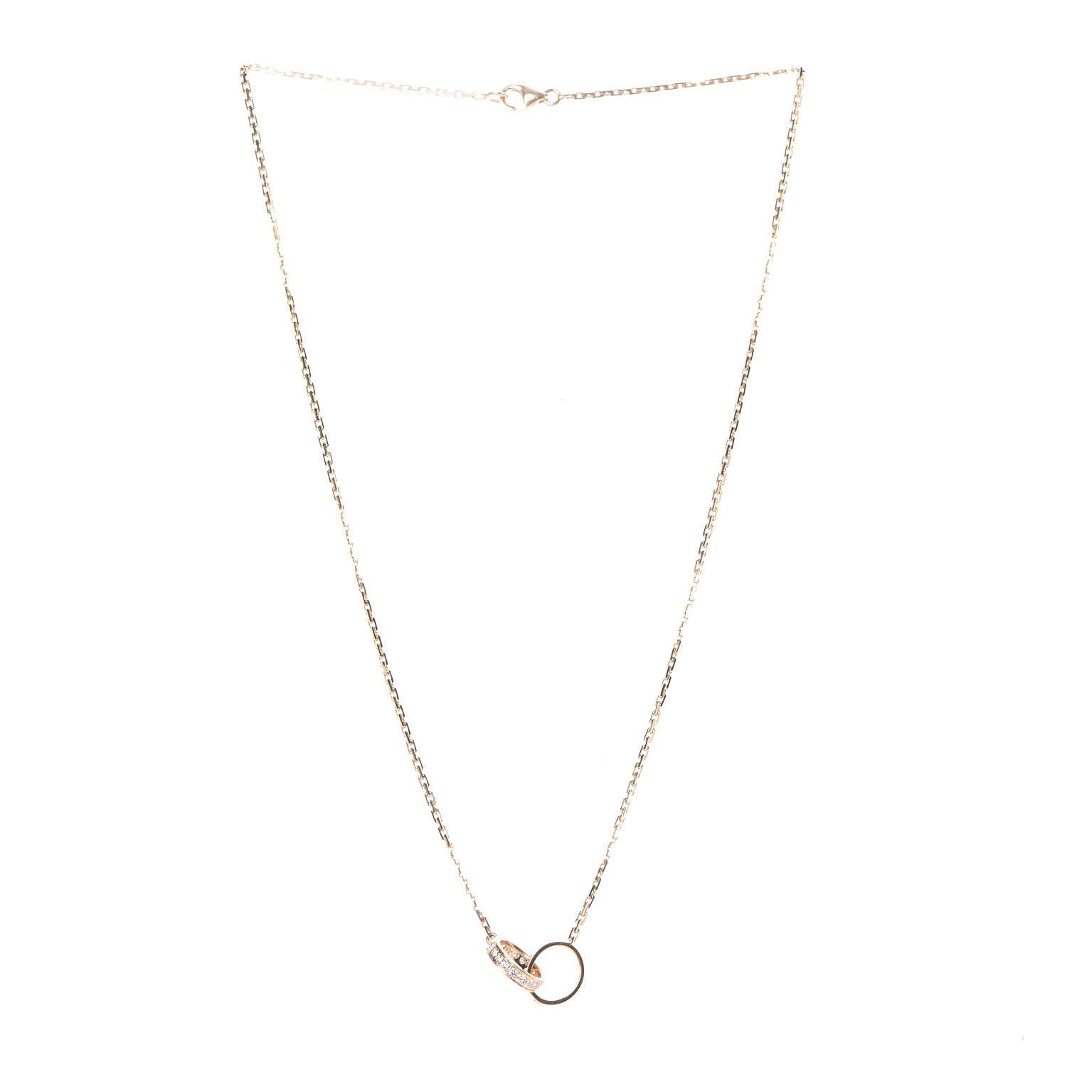 Cartier 18K Pink Gold Diamond Interlocking LOVE Necklace 4 of 7