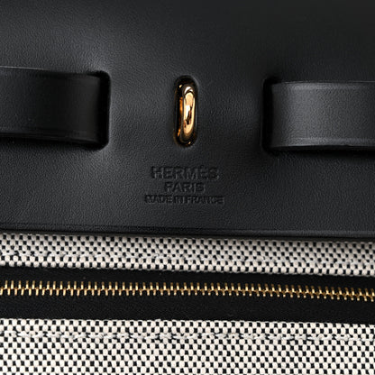 Hermes Toile H Berline Vache Hunter Herbag Zip PM 31 Black Ecru 7 of 12
