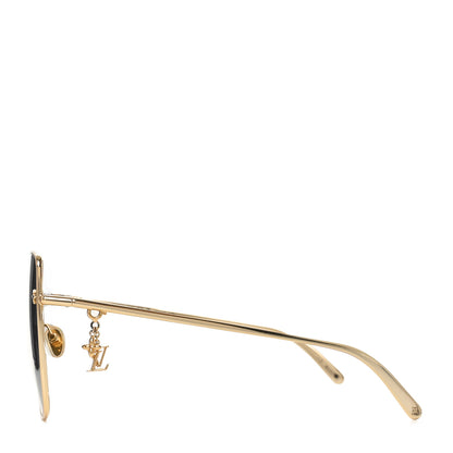 Louis Vuitton Metal LV Charm Cat Eye Sunglasses Z1720U Gold 3 of 8