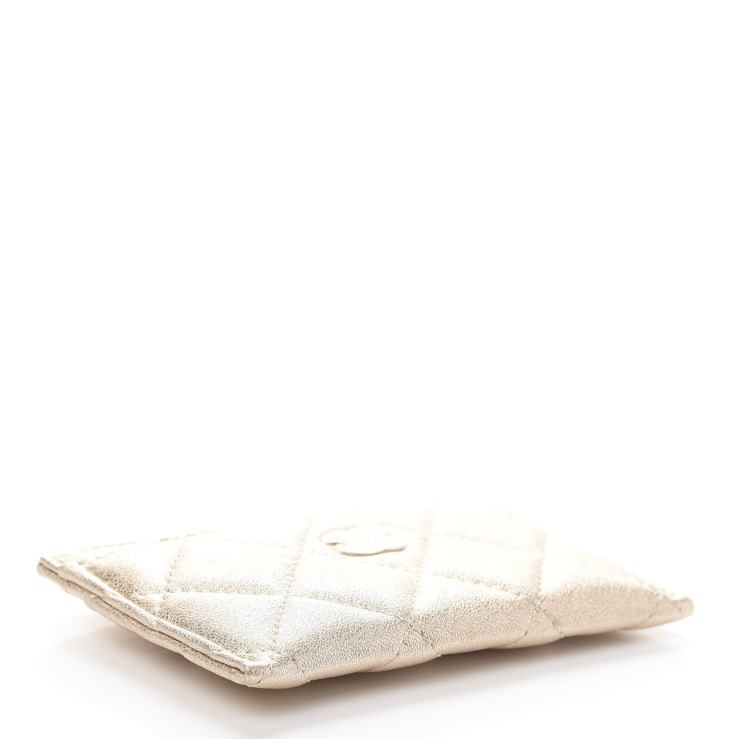Metallic Lambskin Quilted CC Card Holder Gold
