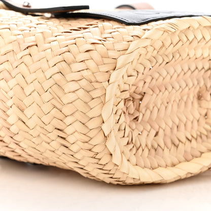 Loewe Raffia Small Basket Tote Bag Natural Tan Navy 8 of 11