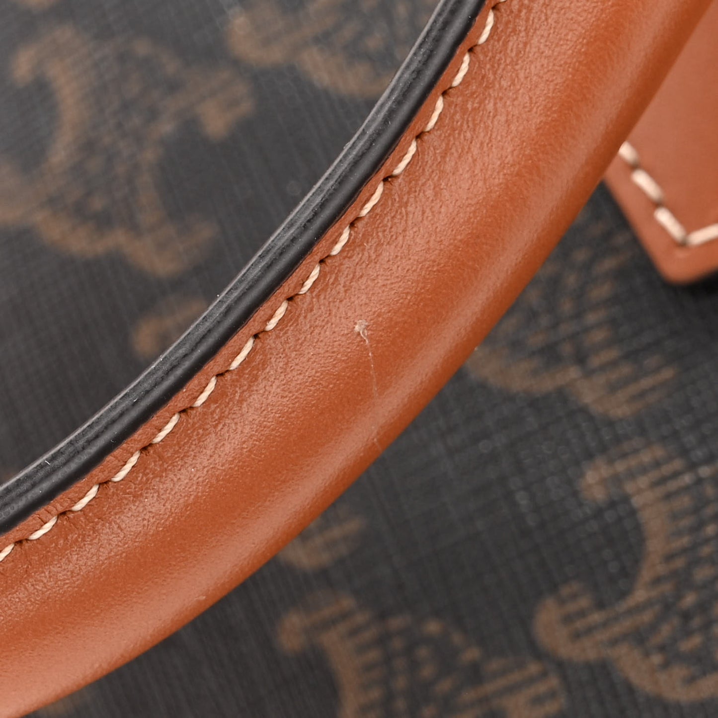 Triomphe Canvas Calfskin Small Boston Bag Tan