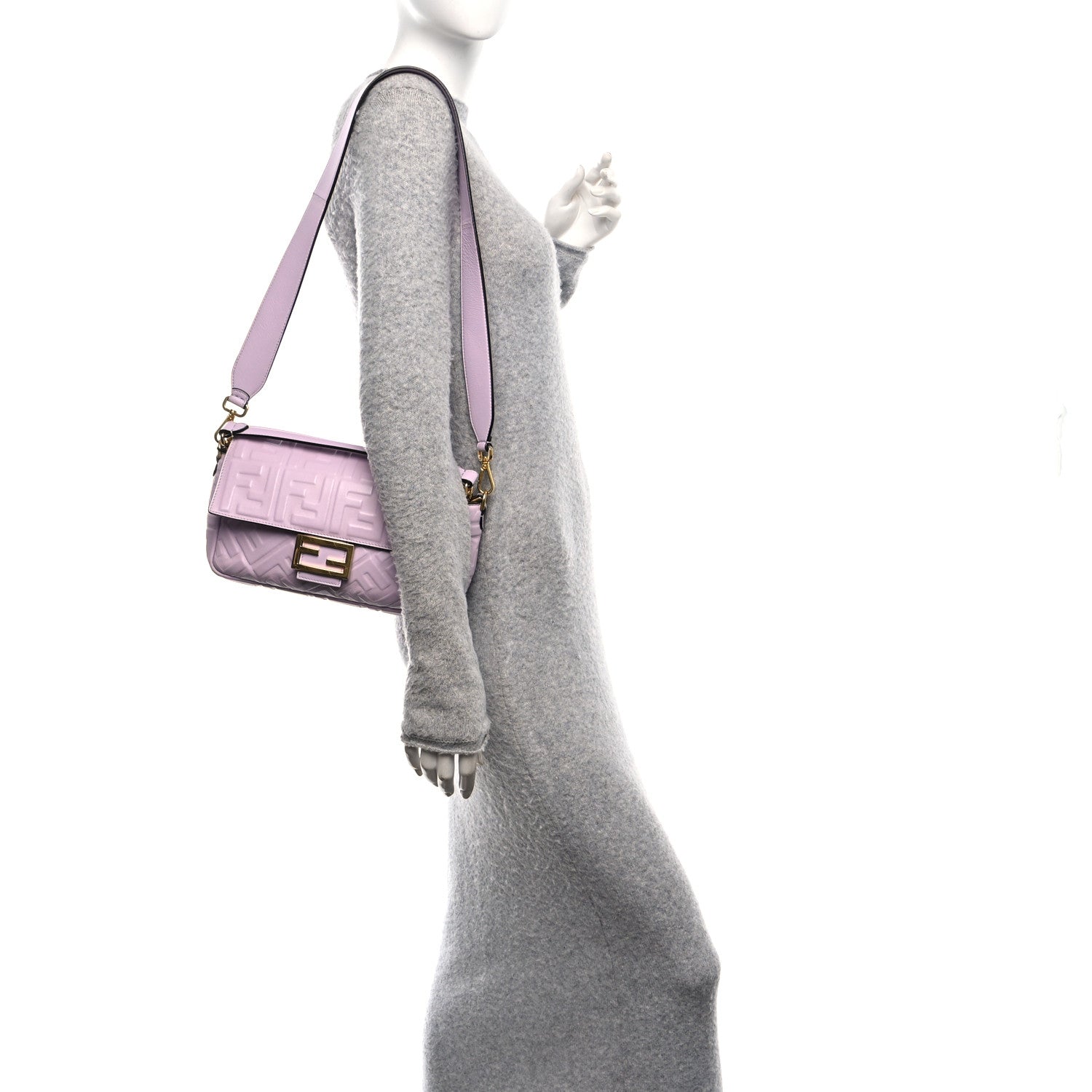 Fendi Nappa FF 1974 Embossed Baguette Anemone 2 of 9