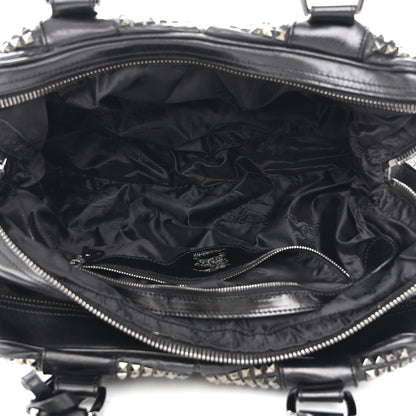 Burberry Prorsum Calfskin Studded Knight Satchel Black 6 of 19