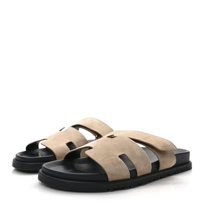 Hermes Suede Goatskin Womens Chypre Sandals 41 Etoupe 3 of 9