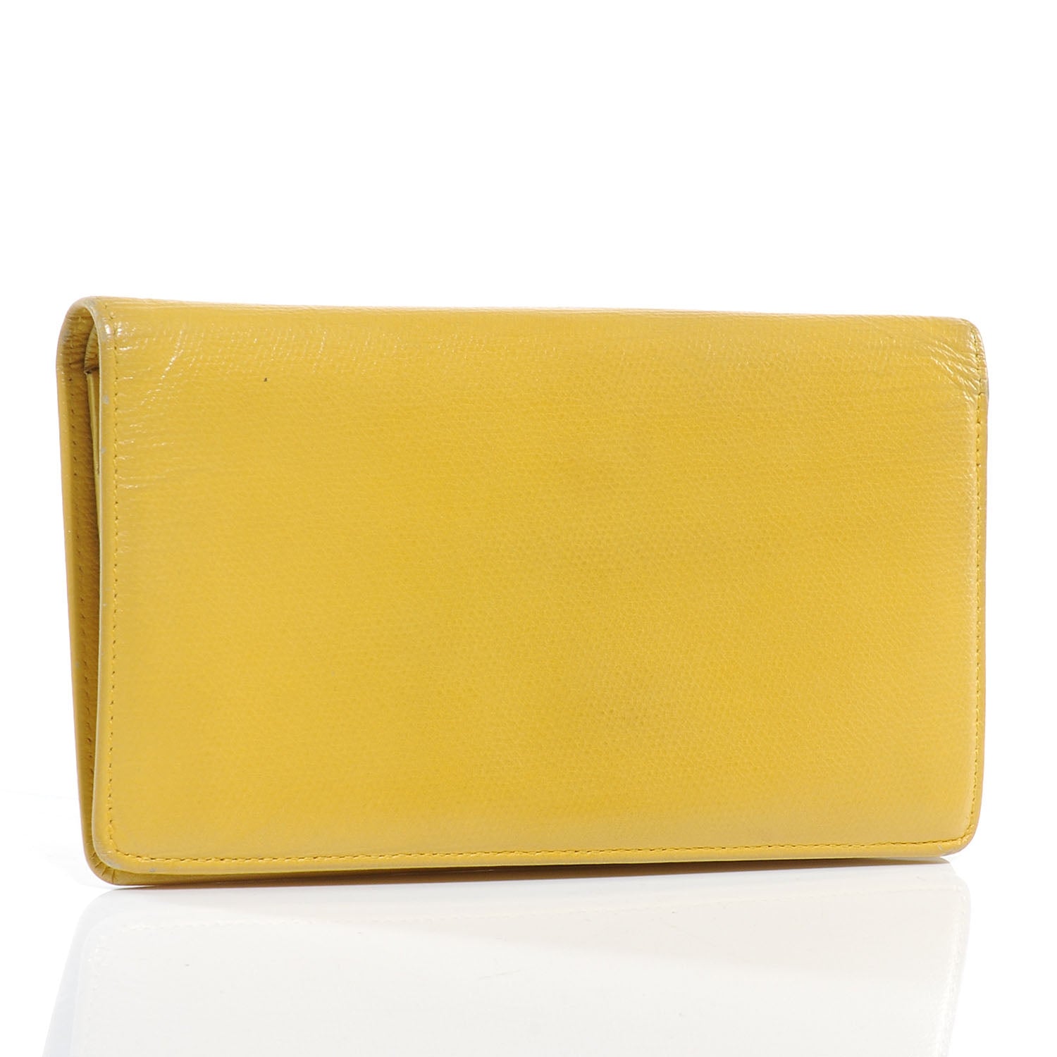 Chanel Leather Yen Wallet Yellow 3 of 9