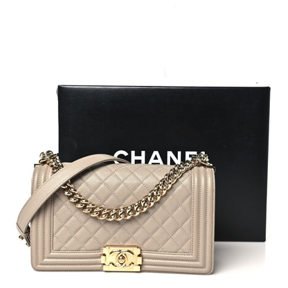 Chanel Caviar Quilted Medium Boy Flap Dark Beige 11 of 11