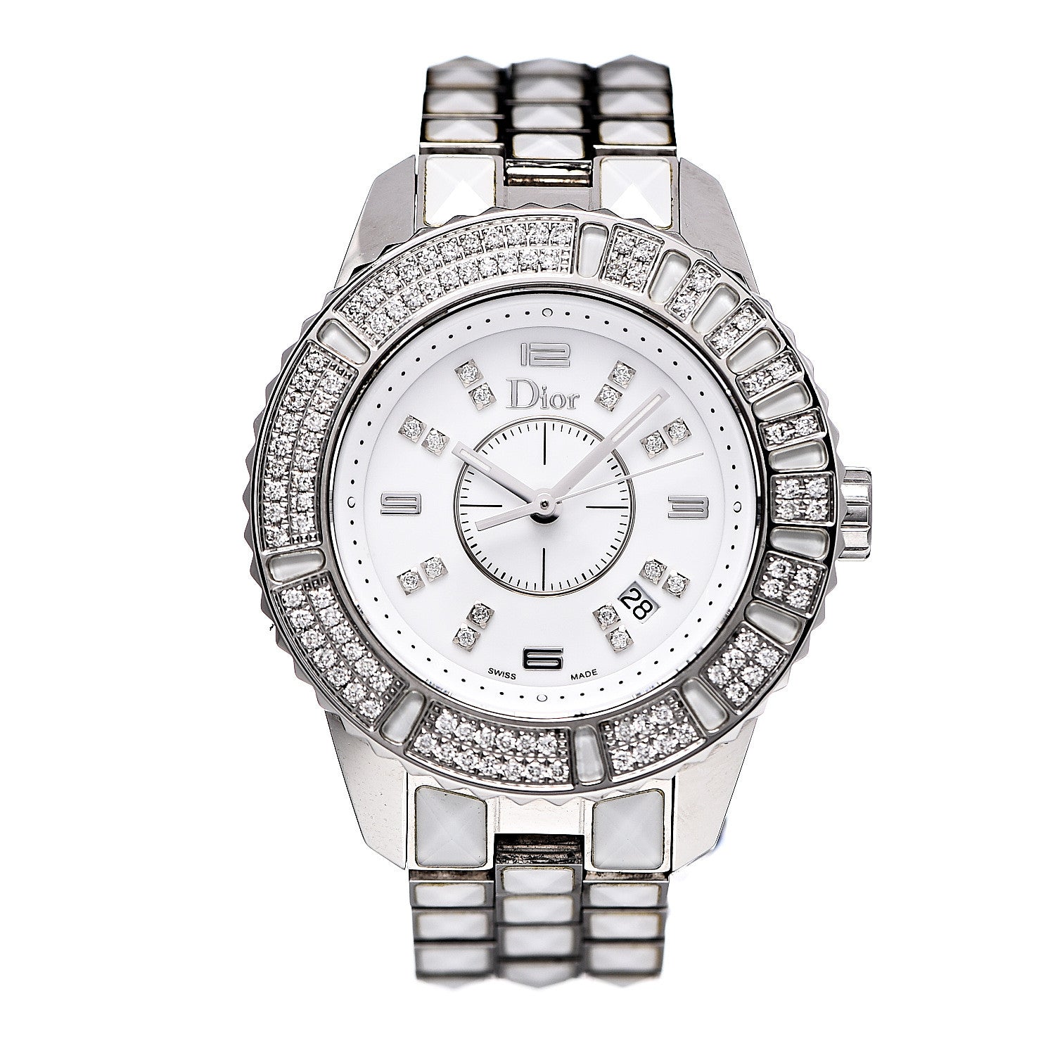 Christian Dior Stainless Steel Diamond Bezel Sapphire 33mm Christal Quartz Watch White 1 of 7