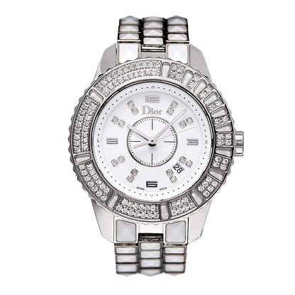 Christian Dior Stainless Steel Diamond Bezel Sapphire 33mm Christal Quartz Watch White 1 of 7