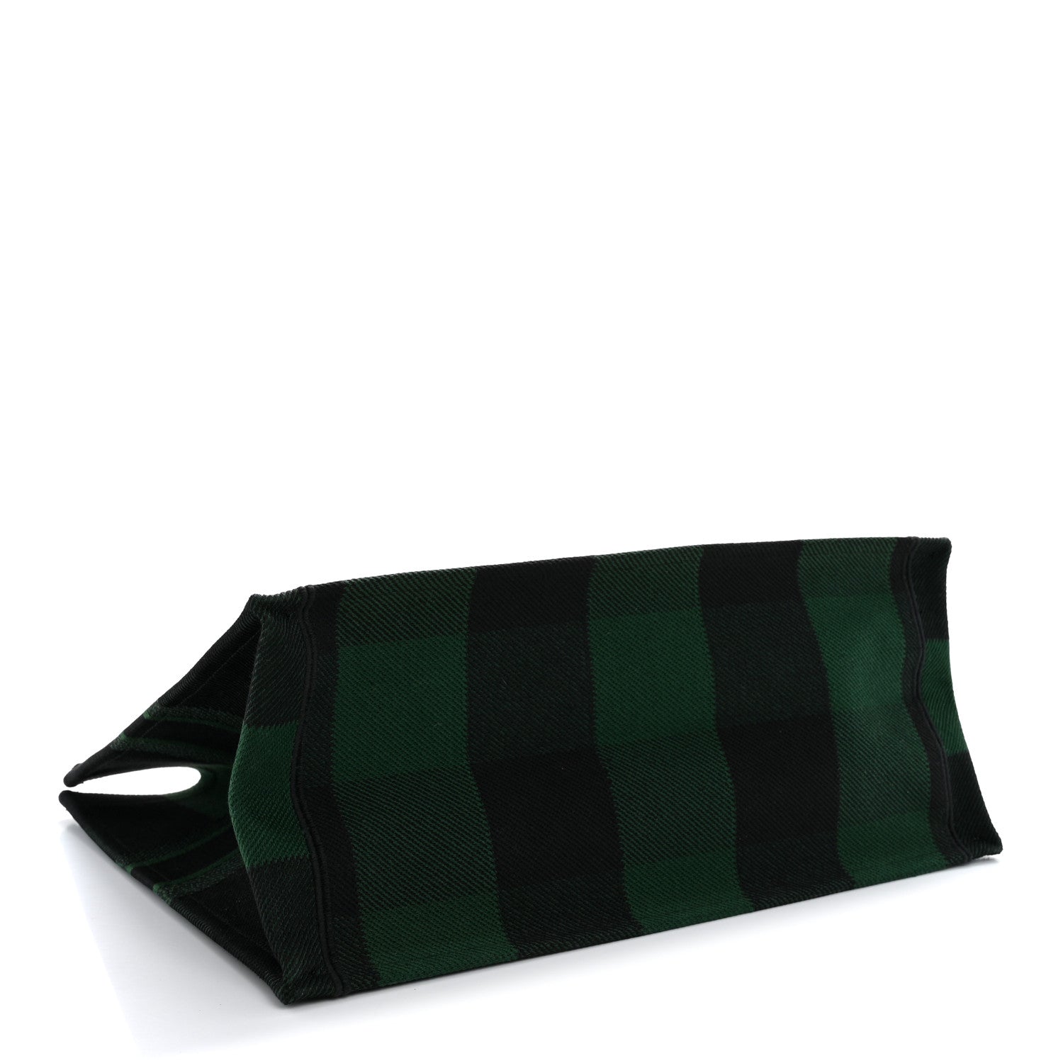 Christian Dior Canvas Embroidered Checkered Book Tote Black Green 4 of 12