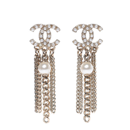 Chanel Pearl CC Dangle Earrings Gold 1 of 4