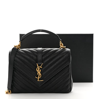 Saint Laurent Sheepskin Matelasse Chevron Monogram Medium College Bag Black 13 of 13