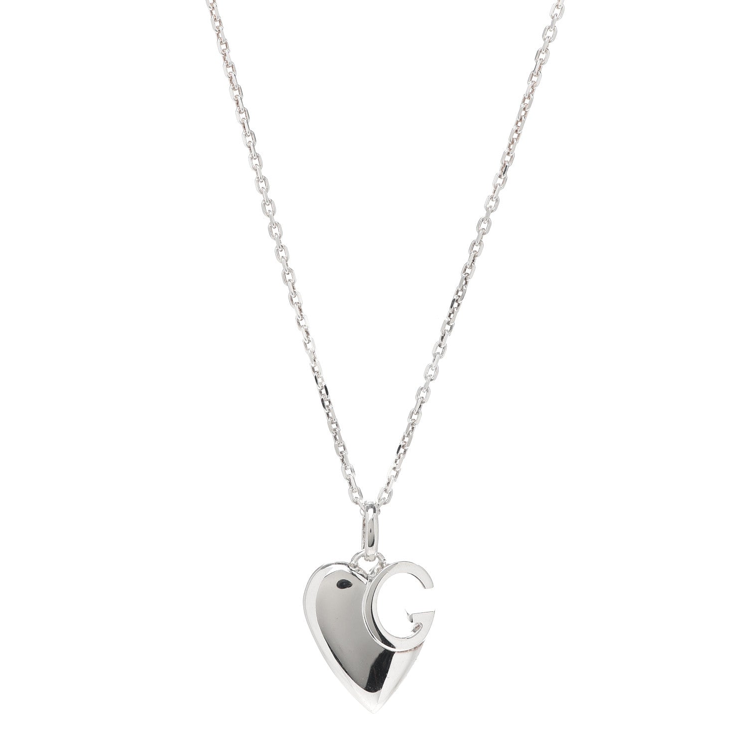 Gucci Sterling Silver Charlotte Cutout G Heart Pendant Necklace 1 of 6