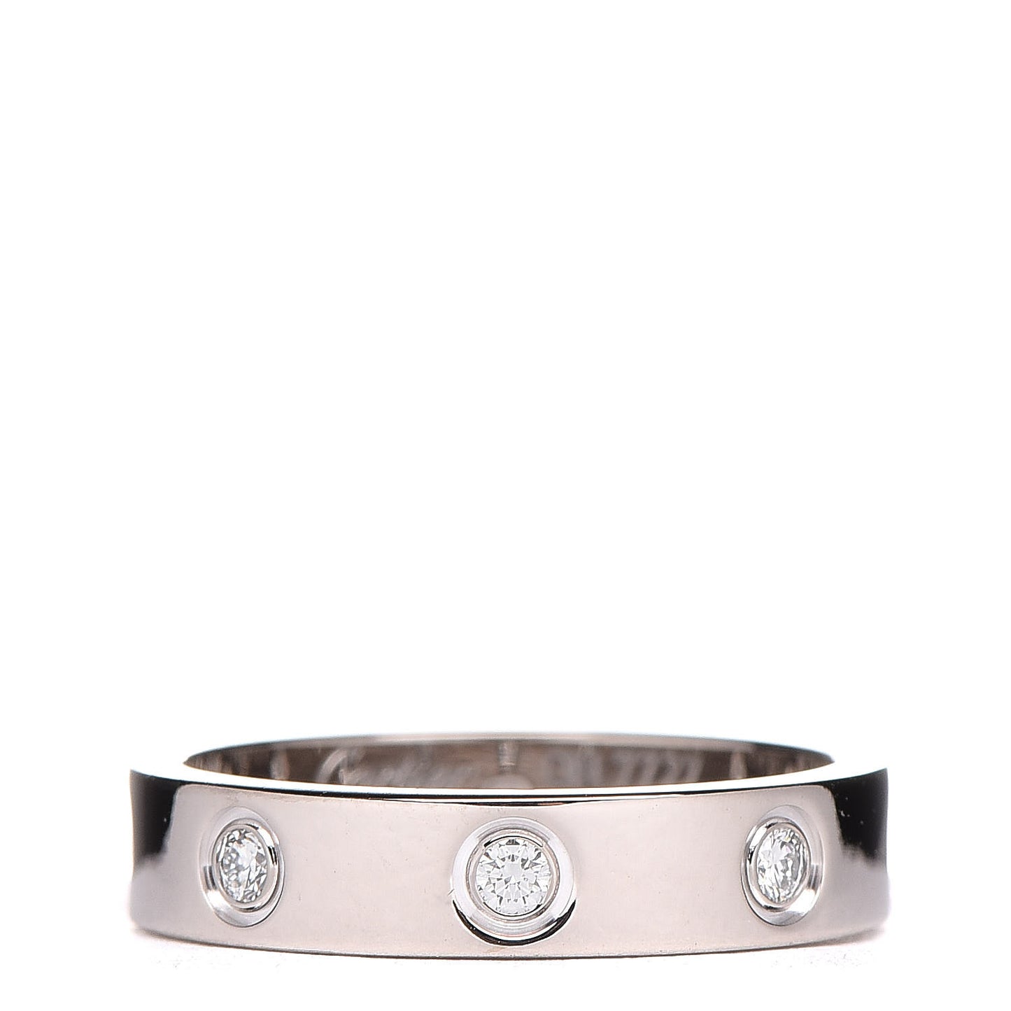 18K White Gold 8 Diamond 4mm Wedding Band LOVE Ring 50 5.25