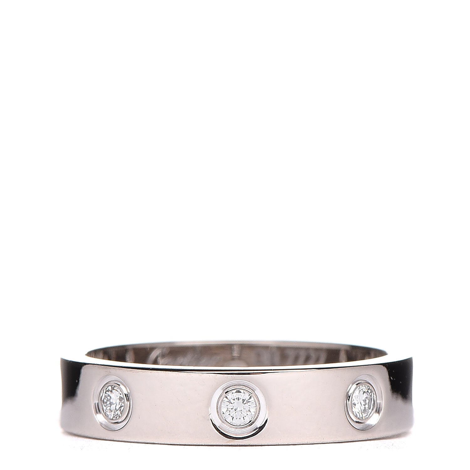 Cartier 18K White Gold 8 Diamond 4mm Wedding Band LOVE Ring 50 5.25 1 of 4