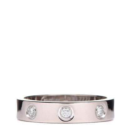 Cartier 18K White Gold 8 Diamond 4mm Wedding Band LOVE Ring 50 5.25 1 of 4
