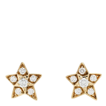 Chanel 18K Yellow Gold Diamond Small Comete Geode Earrings 1 of 4