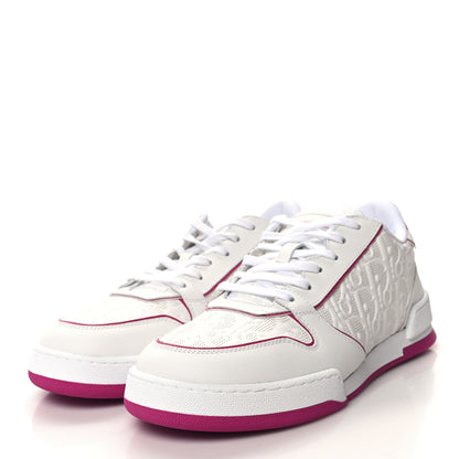 Christian Dior Calfskin Oblique Laser Perforated Dior One Low Sneakers 39 White Fuchsia 3 of 9