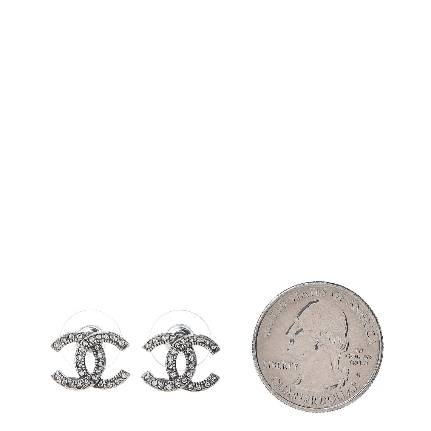 Crystal Mini CC Earrings Silver