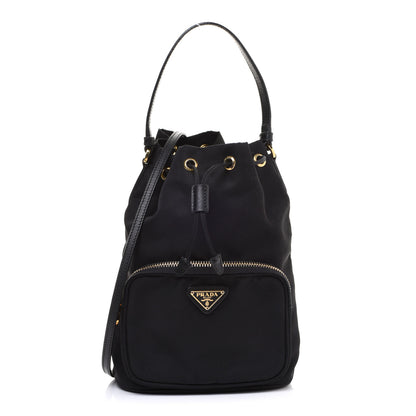 Prada Saffiano Tessuto Nylon Mini Bucket Crossbody Bag Black 1 of 14