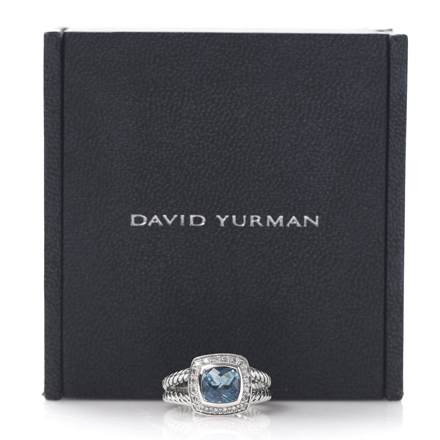 Sterling Silver Diamond Blue Topaz 7mm Petite Albion Ring 49 4.75