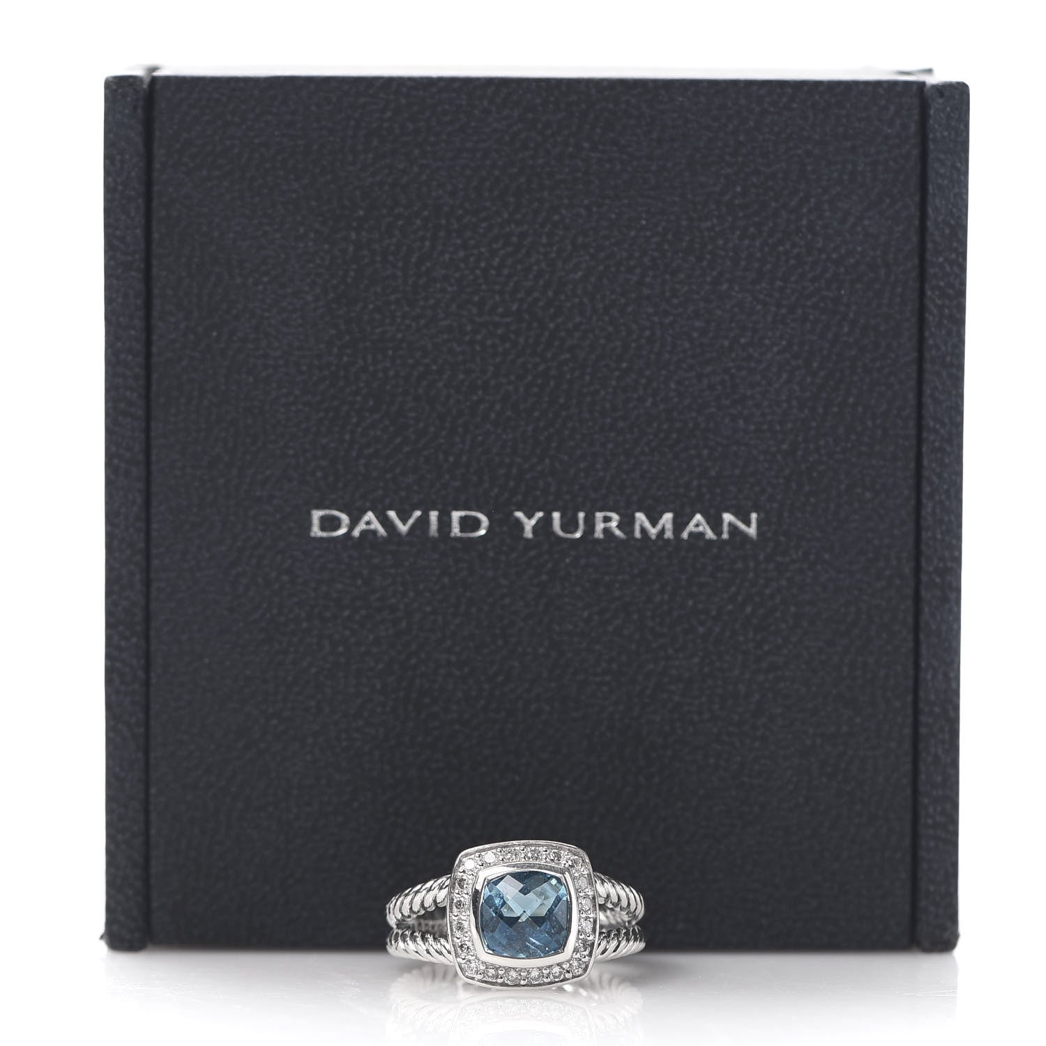 David Yurman Sterling Silver Diamond Blue Topaz 7mm Petite Albion Ring 49 4.75 6 of 6