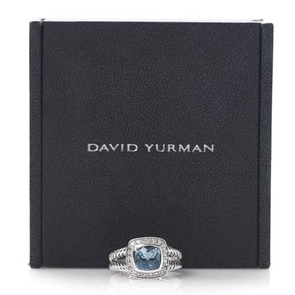 David Yurman Sterling Silver Diamond Blue Topaz 7mm Petite Albion Ring 49 4.75 6 of 6
