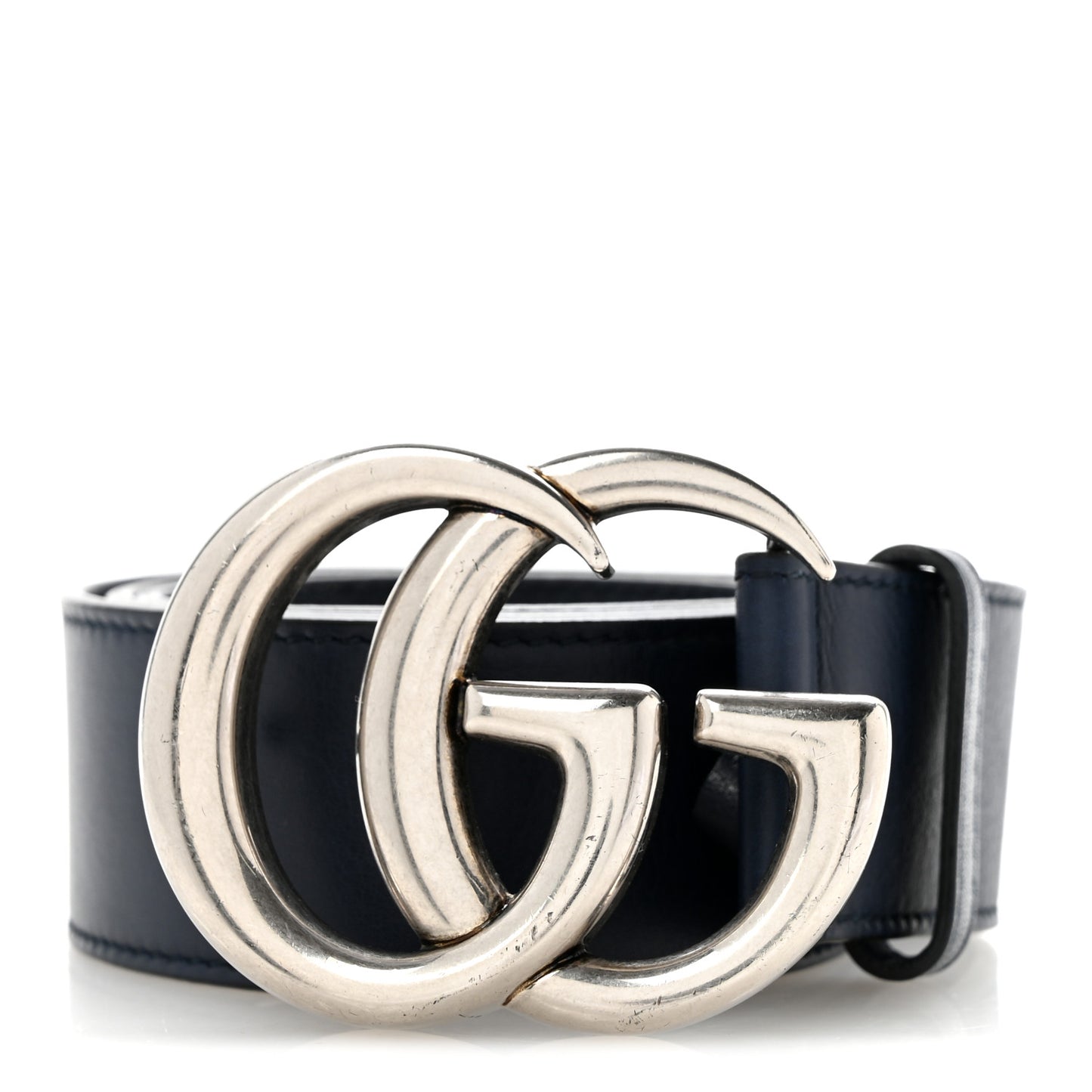 Moon Calfskin Nickel Double G 40mm Belt 85 34 Blue