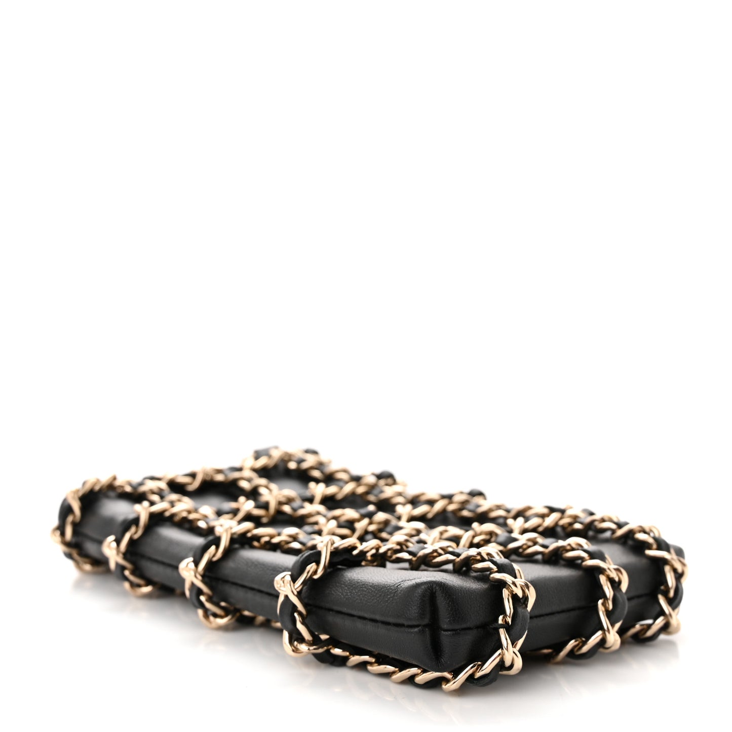 Lambskin Tech Me Out Clutch With Chain Black