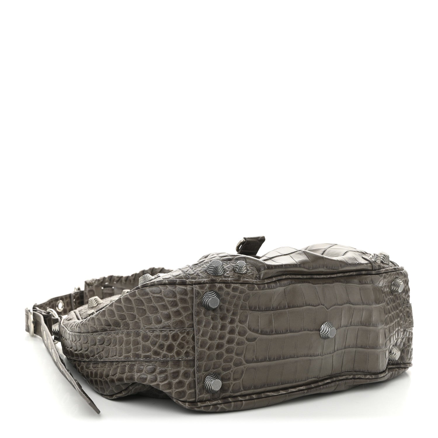 Balenciaga Extra Supple Calfskin Crocodile Embossed Medium Le Cagole Shoulder Bag Medium Grey 5 of 11