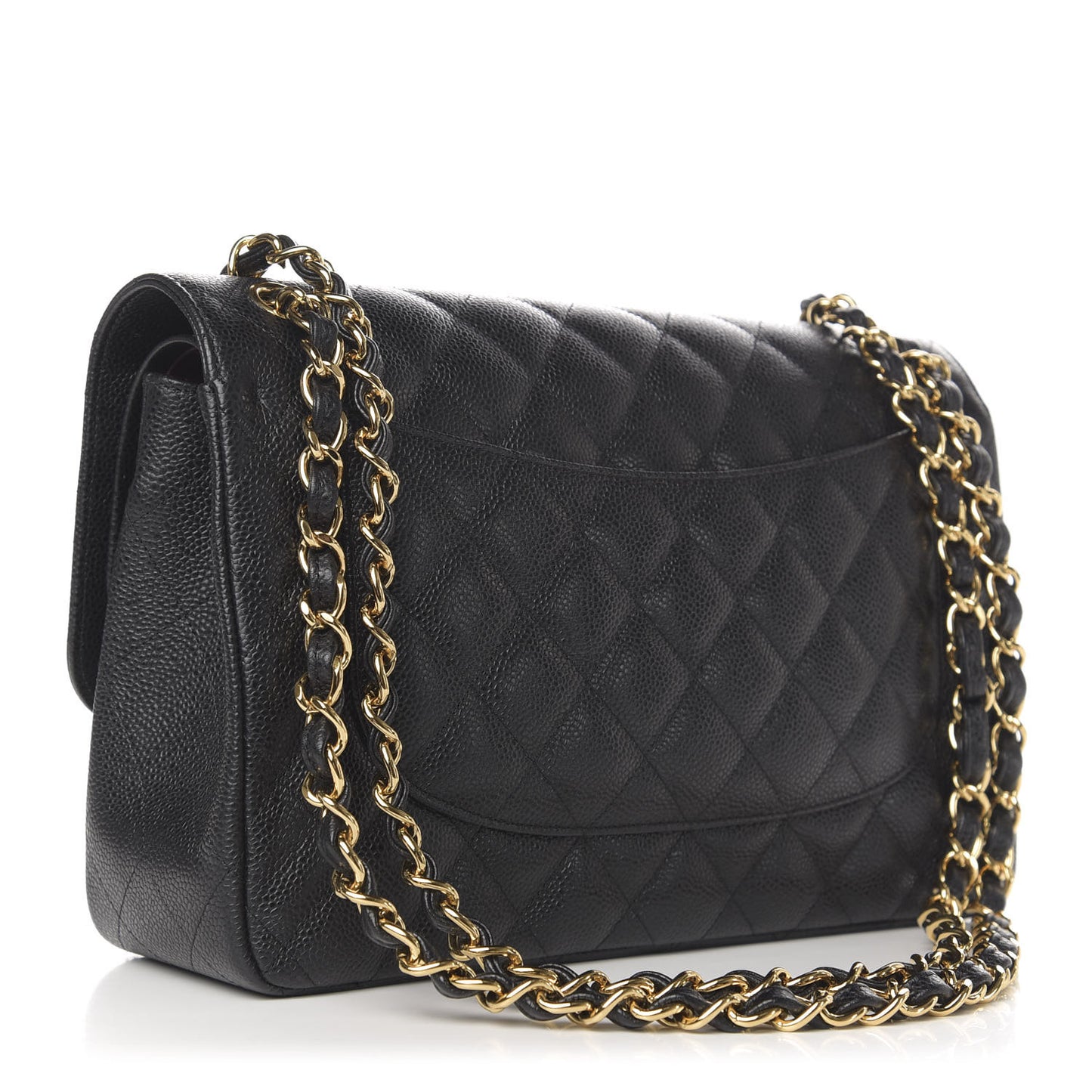 Caviar Quilted Jumbo Double Flap Black