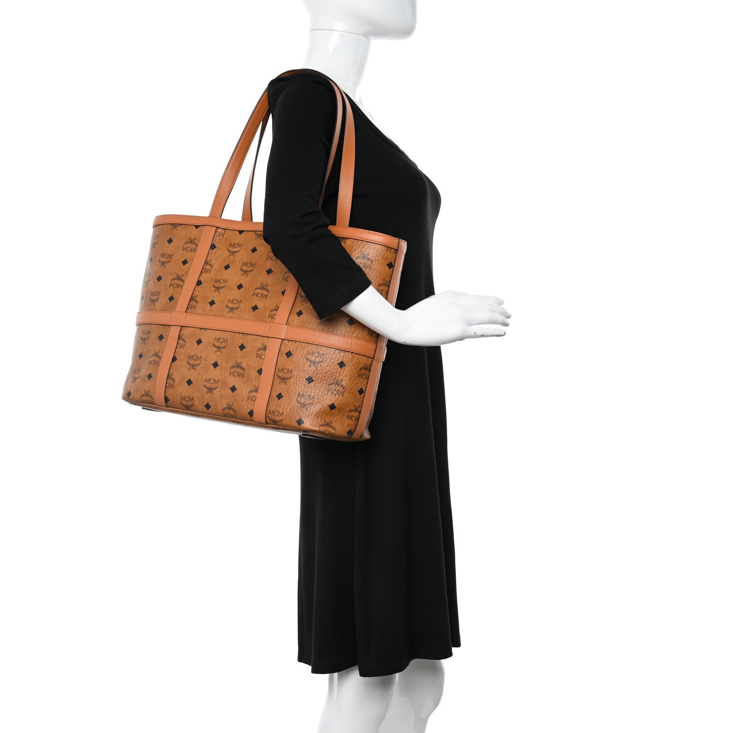 MCM Visetos Medium Delmy Shopper Tote Brown 2 of 10