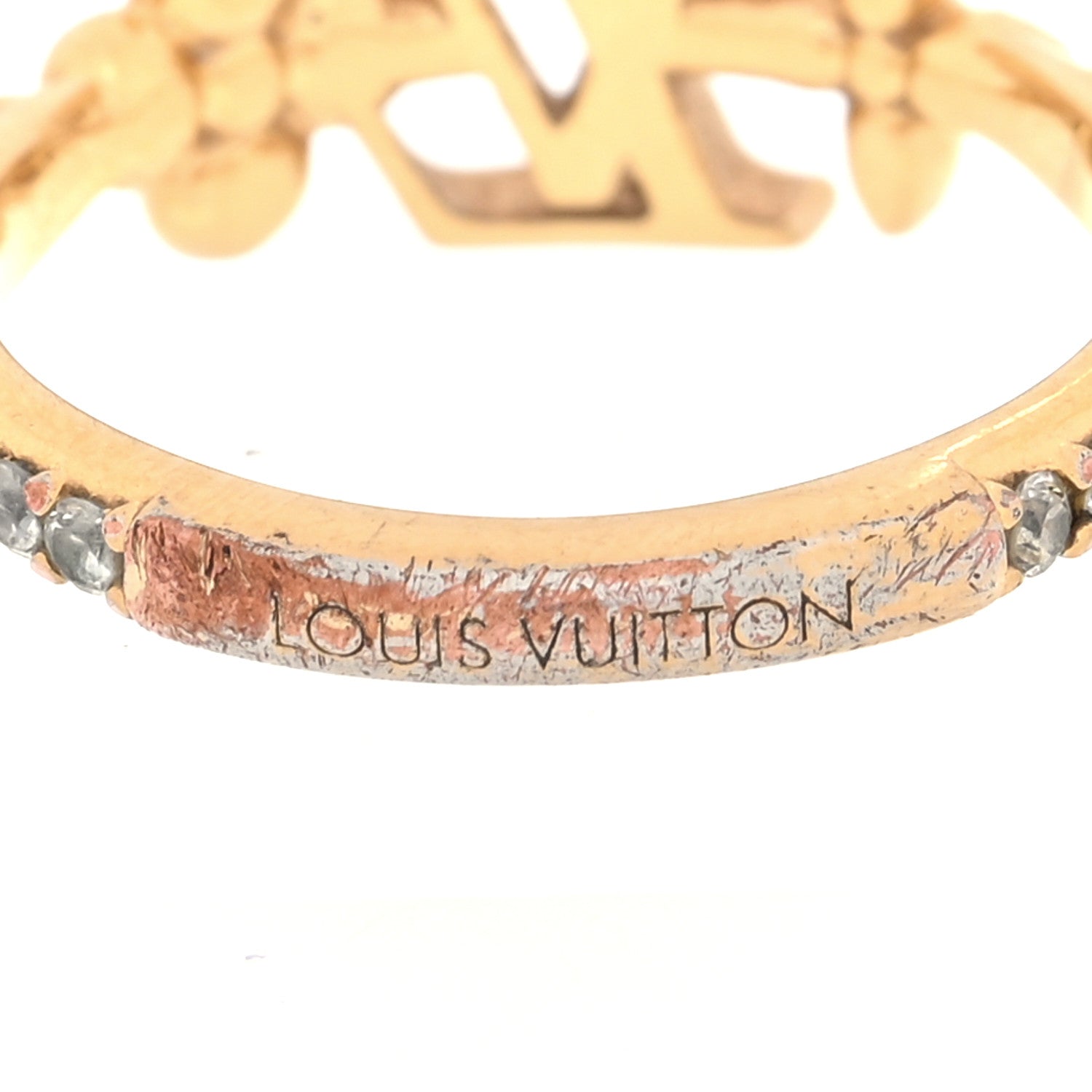 Louis Vuitton Metal Crystal LV Iconic Flower Ring 49 5 Gold