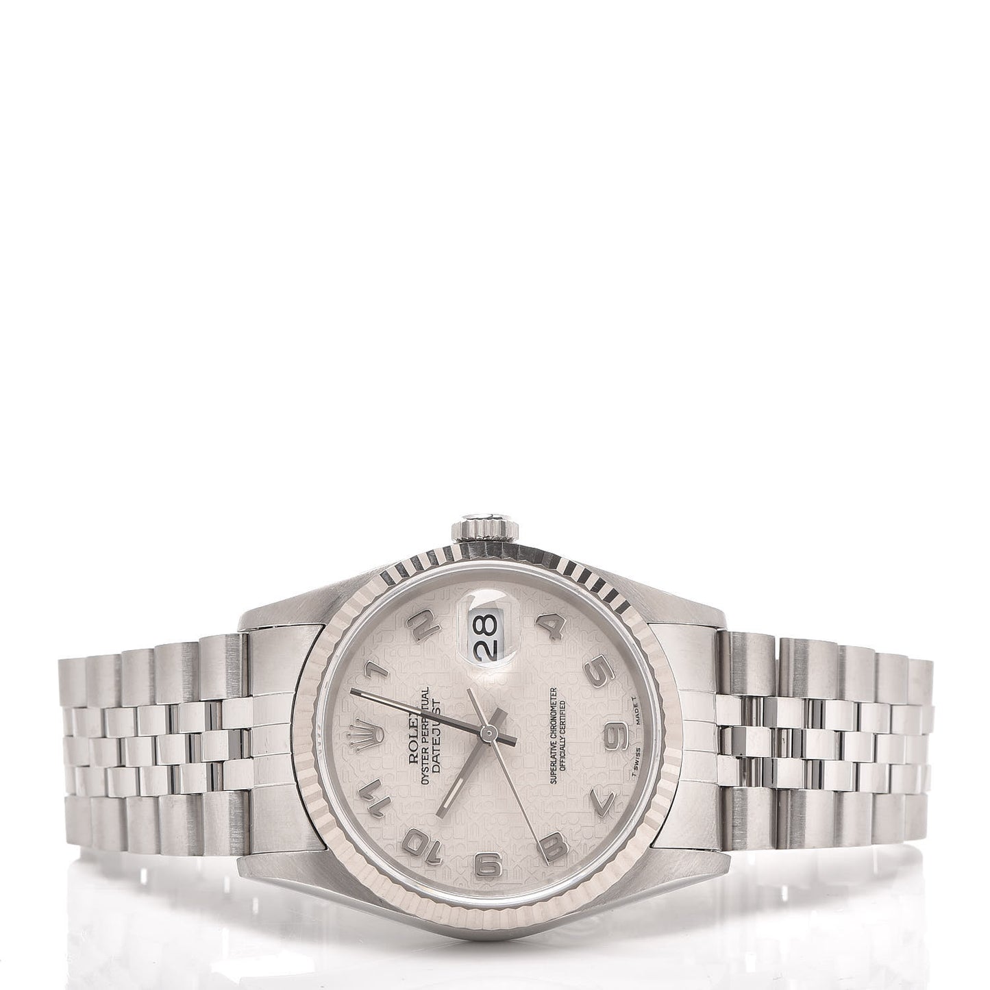 Stainless Steel 18K White Gold 36mm Oyster Perpetual Datejust Watch White Jubilee 16234