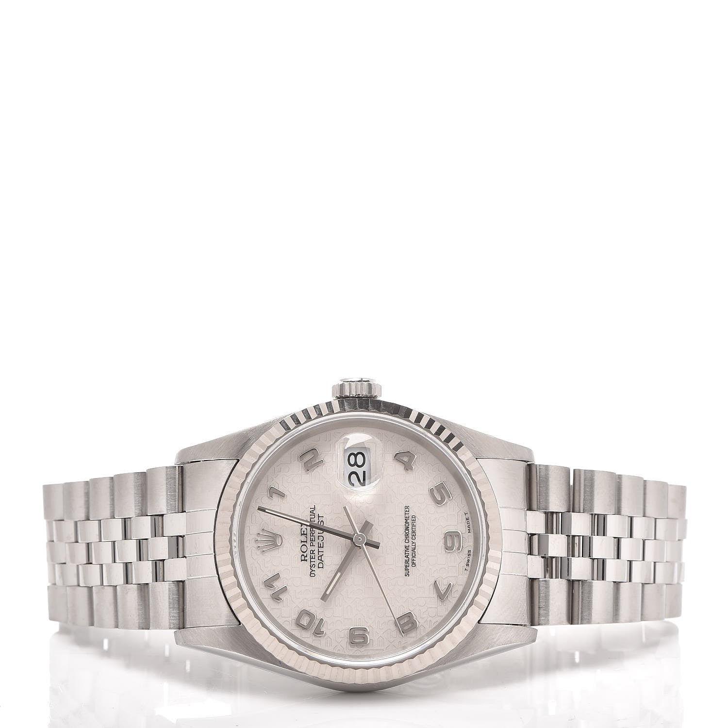Rolex Stainless Steel 18K White Gold 36mm Oyster Perpetual Datejust Watch White Jubilee 16234 3 of 7