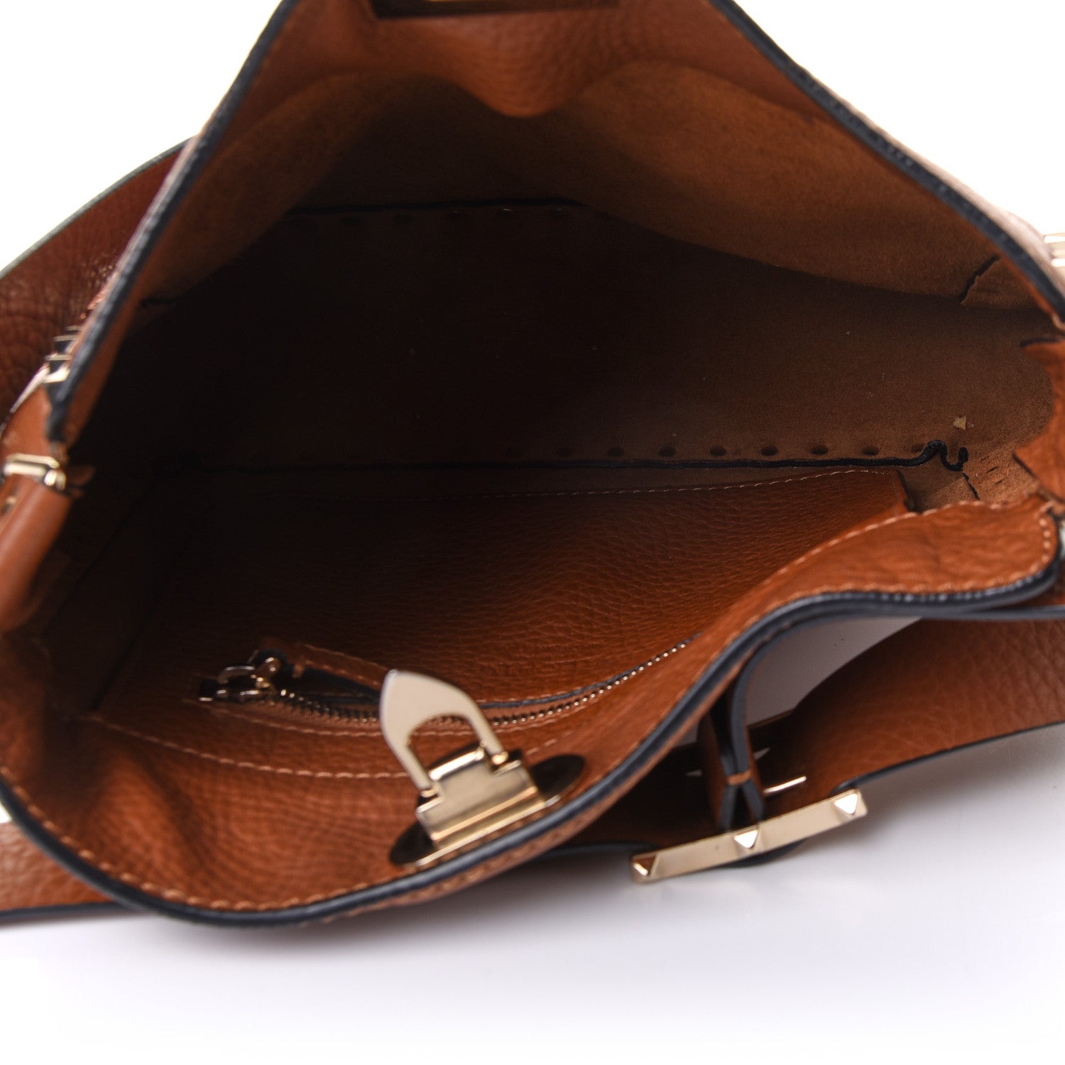 Valentino Garavani Pebbled Calfskin Small Rockstud Flip-Lock Messenger Bag Light Cuir 4 of 10