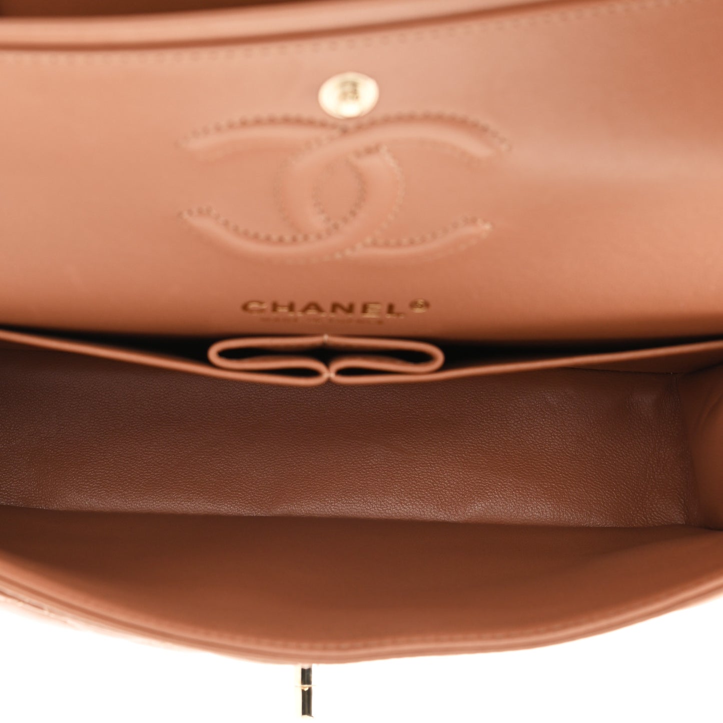 Lambskin Quilted Small Double Flap Brown